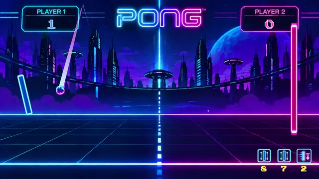 A giant paddle effect active, with three collected effects in the inventory at the bottom right