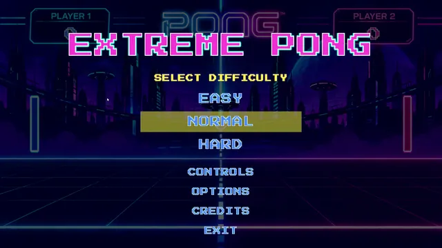 Main menu with Easy, Normal and Hard difficulty