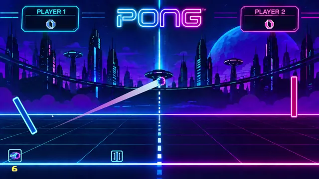 Player 1 tilts the paddle to send the ball on a steep diagonal